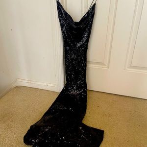 Long black cocktail dress